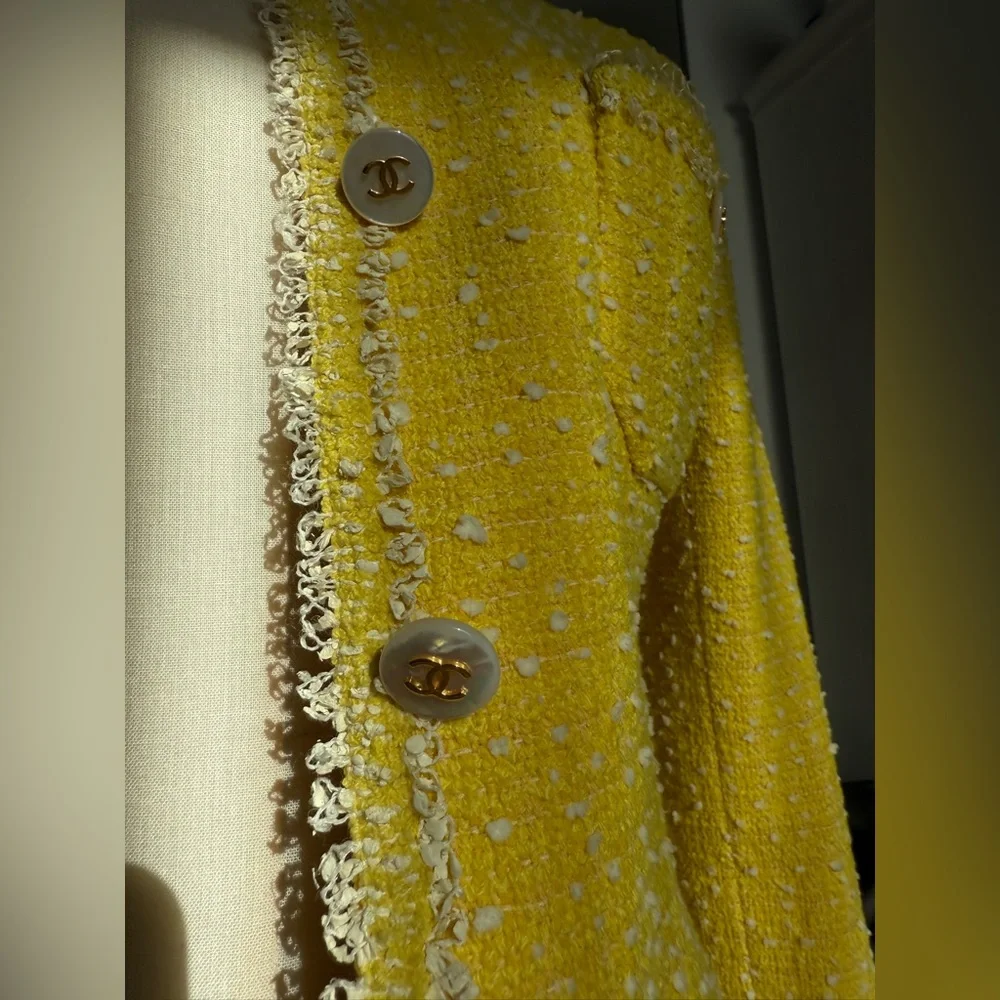CHANEL 97P Yellow Bouclé Skirt Suit - Same Collection Worn by Princess Dian